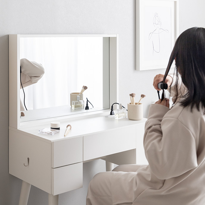 g134074]【幅71cm】Emu ミラー&収納付きドレッサーデスク ドレッサー