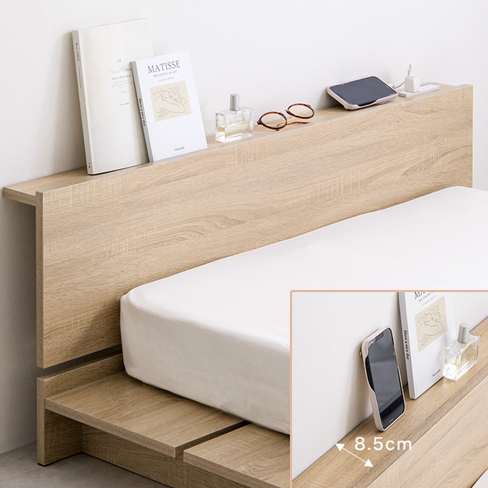 g134034]【セミダブル】Yuseong 幅140cm幅広すのこローベッド ヘッド
