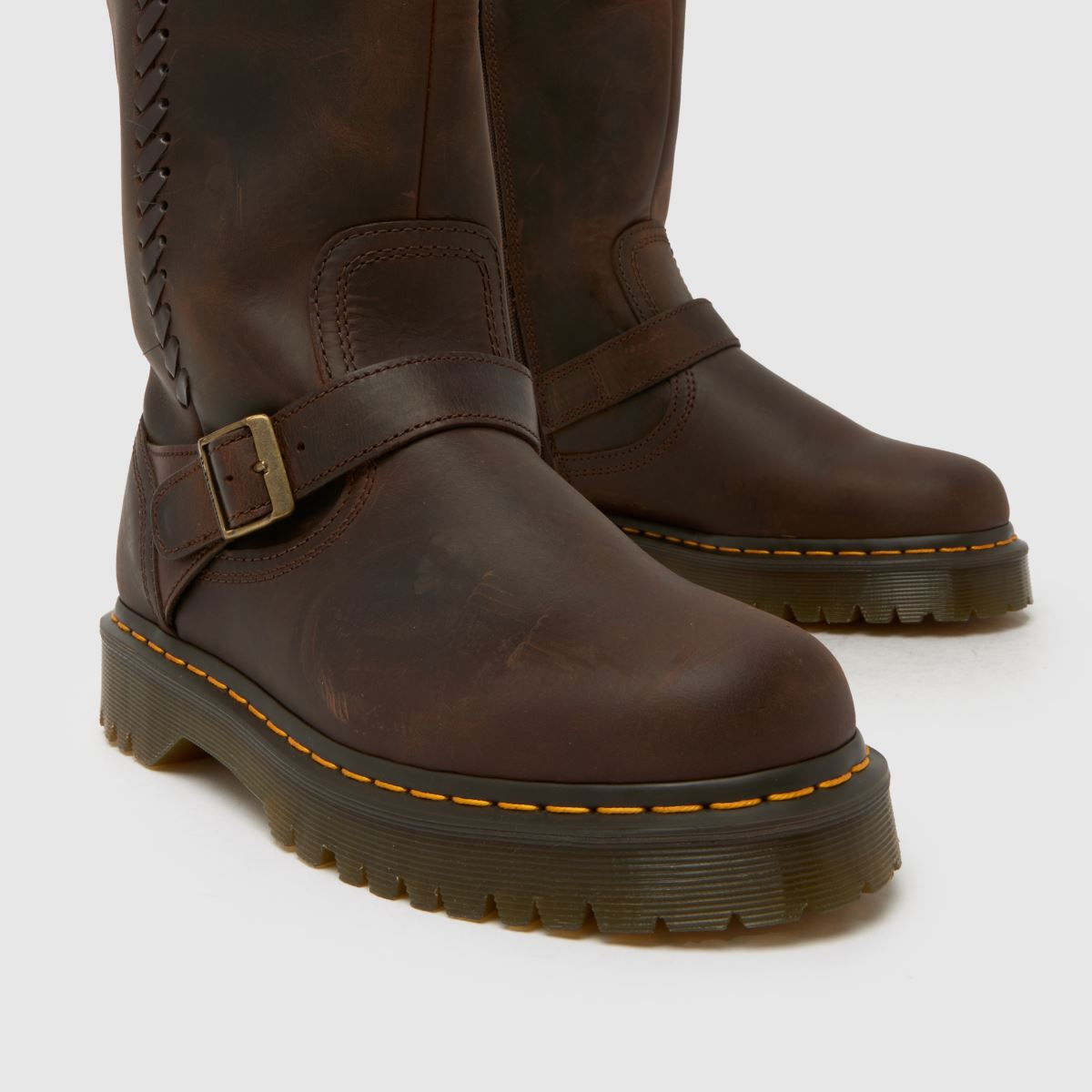 Womens Dark Brown Dr Martens Anistone Biker Boots | schuh