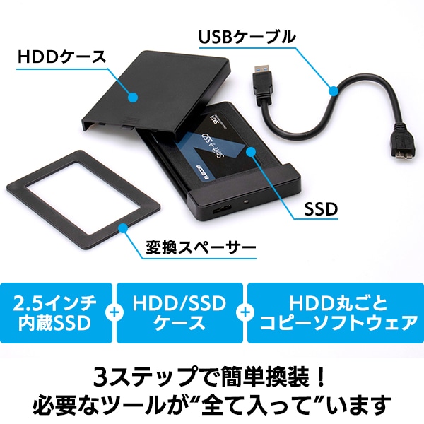 SSD 960GB 換装キット 内蔵 2.5インチ 7mm 9.5mm変換スペーサー +