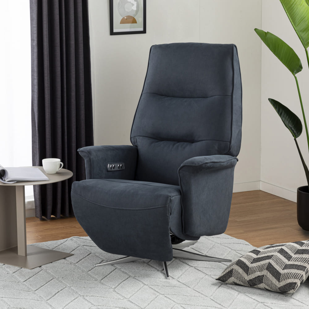 レザーテックス】 パーソナルチェア エレノア (インディーブルー)(5Y