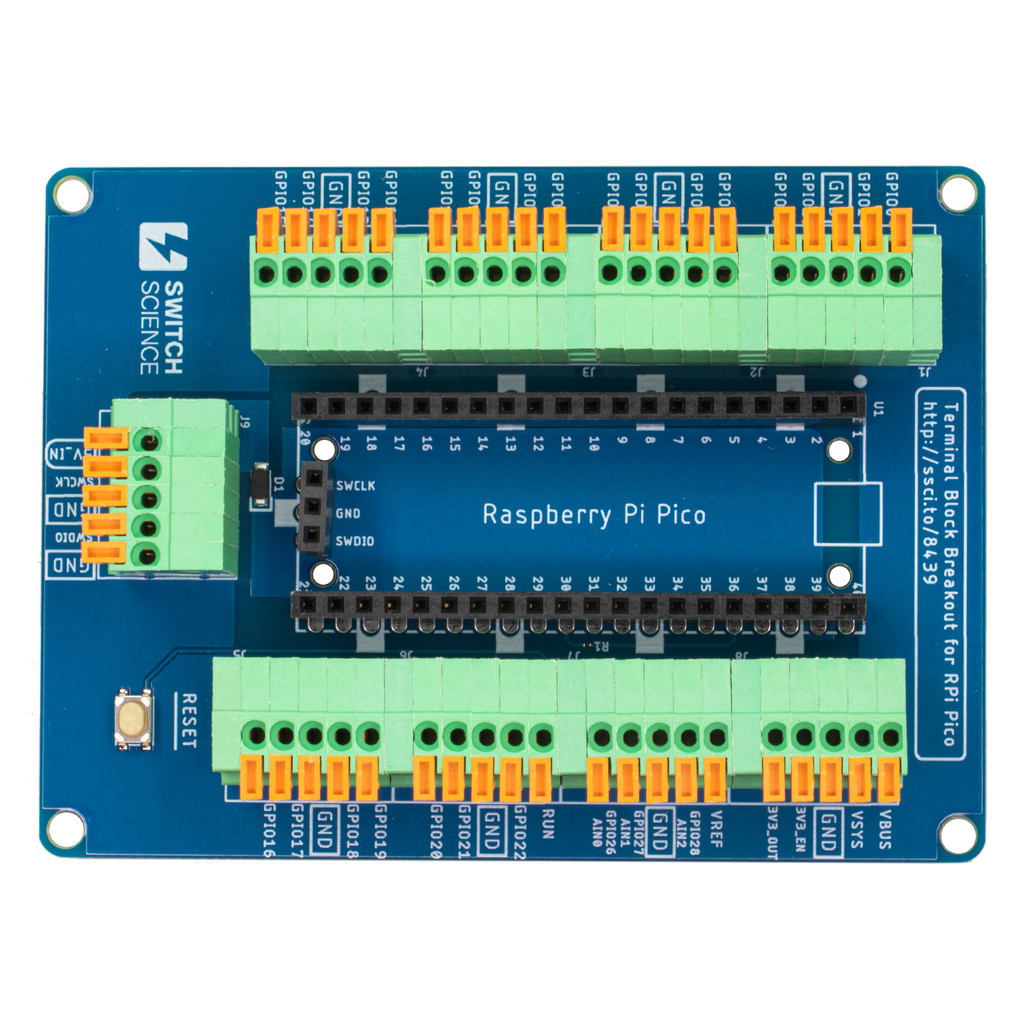 Raspberry Pi Pico用ターミナルブロック基板 【スイッチサイエンス取寄