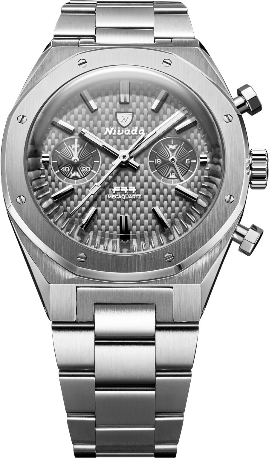 Nivada Grenchen 68001Q77 F77 Chrono Mecaquartz Grey 38Mm