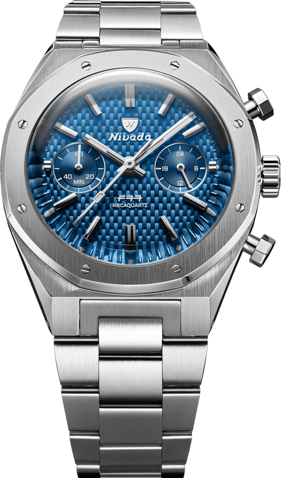 Nivada Grenchen 68000Q77 F77 Chrono Mecaquartz Blue 38mm