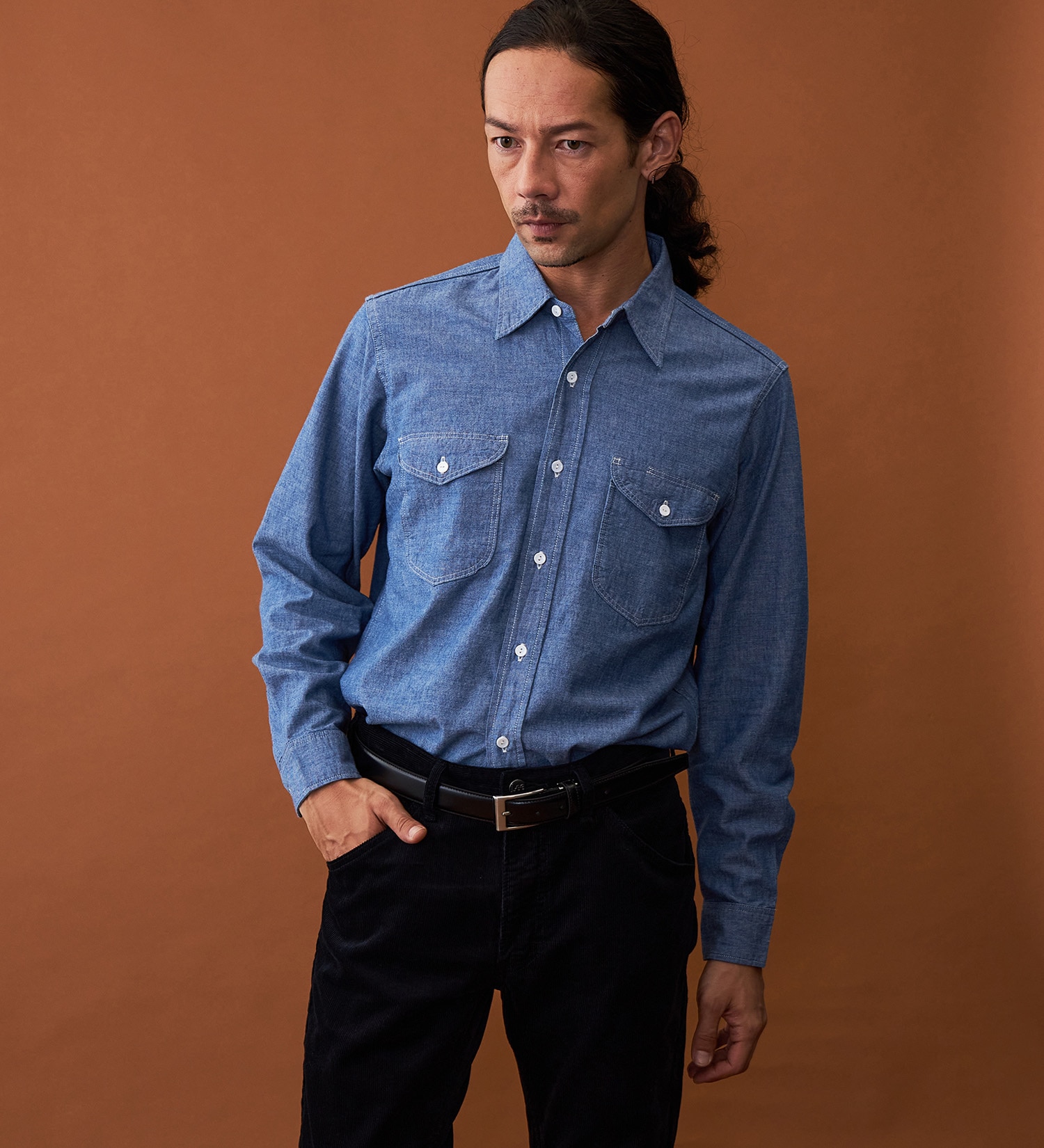 ワークシャツ【ライトオンスシャンブレー素材】|Lee|リー