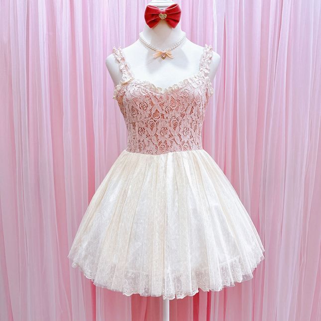 🍒Japan brand Liz Lisa polka dot lace angelic camisole dress in