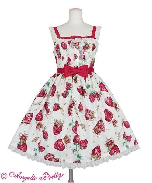 Angelic Pretty Royal Crown Berry JSK White - Dresses - Lace Market