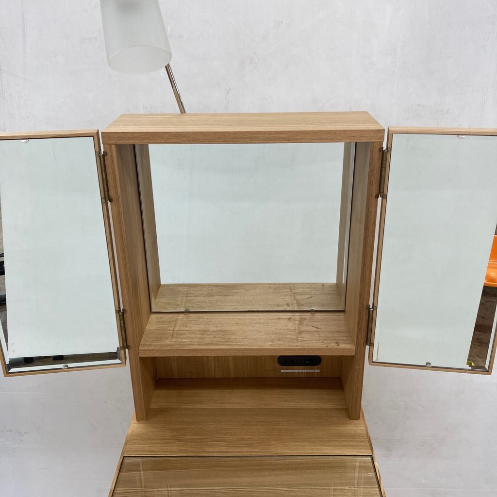 ニトリ 三面鏡ドレッサー NノワルLBR ライトブラウン 椅子付 44×42×160