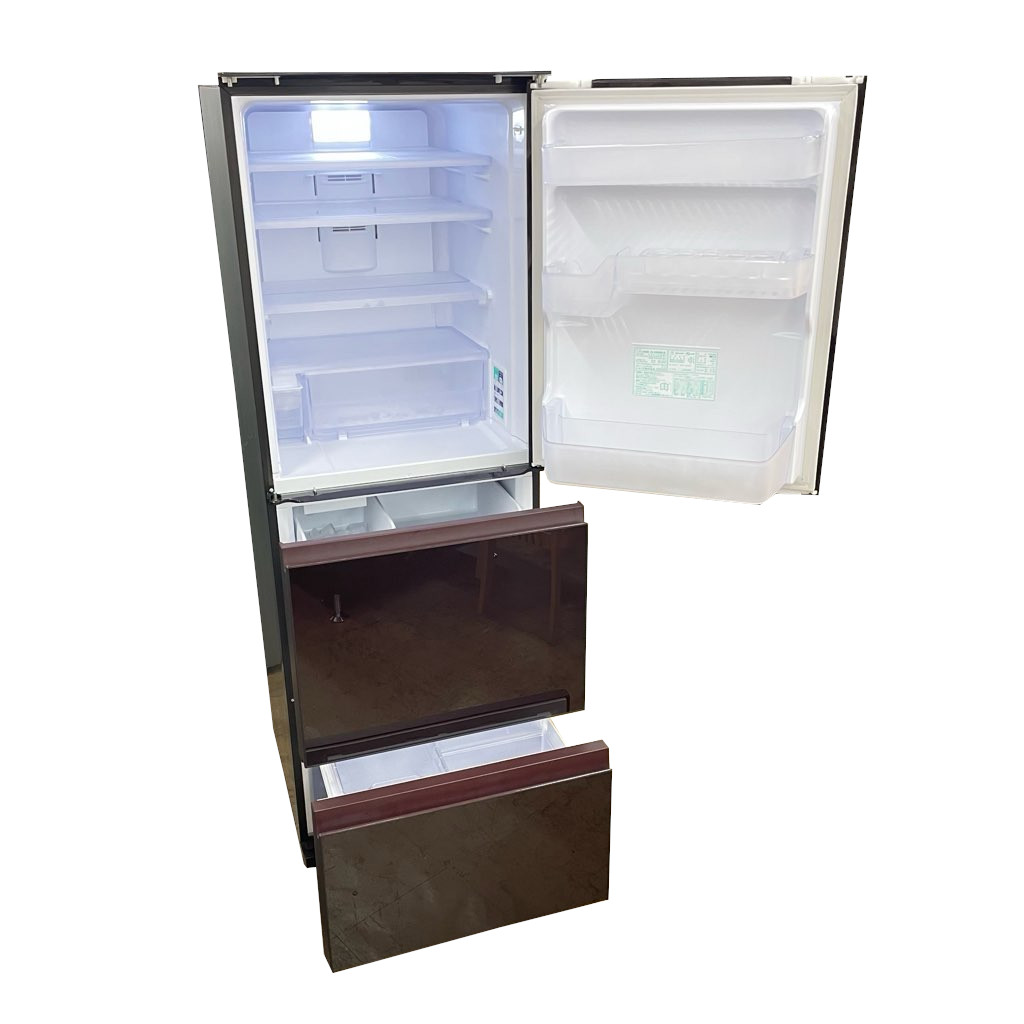 シャープ 356L 3ドア冷蔵庫 SJ-GW36D-R 2018年製 どっちもドア ガラス