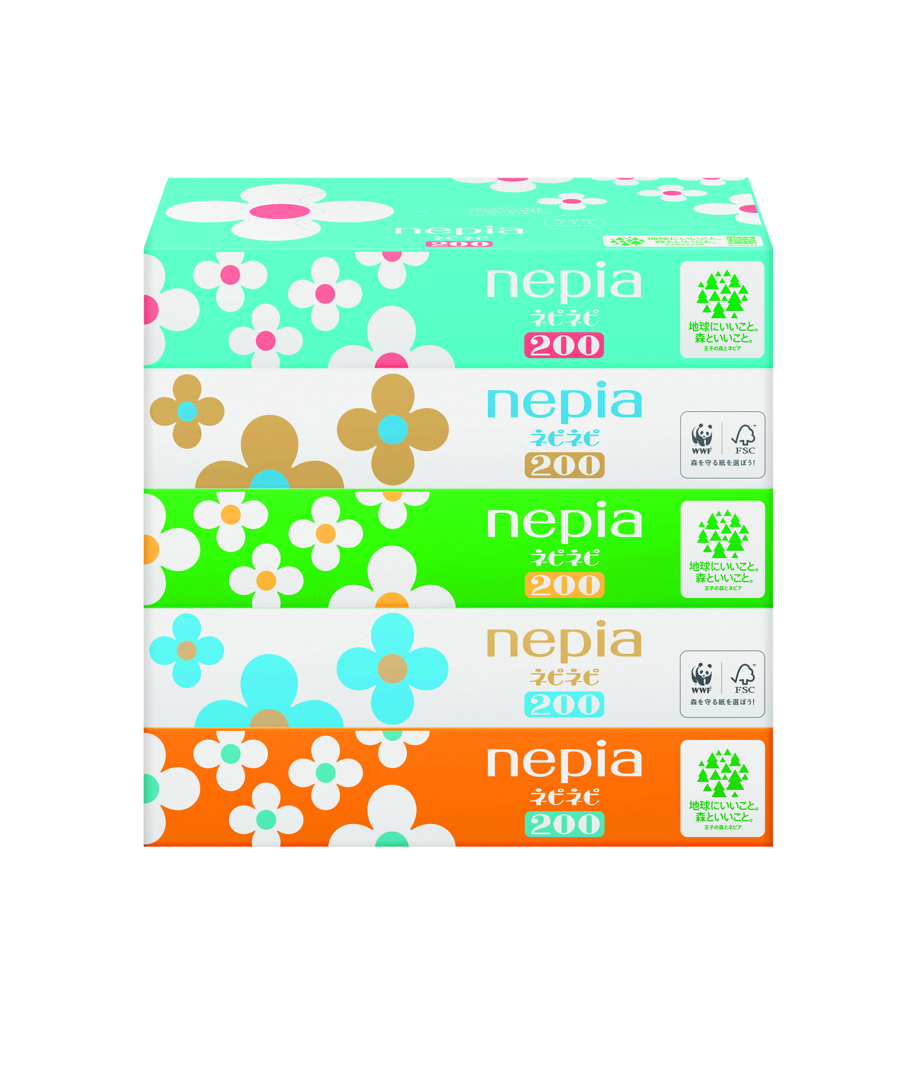 ネピア ネピネピ ティシュ200組 5コパック（フィルムレス） | nepia