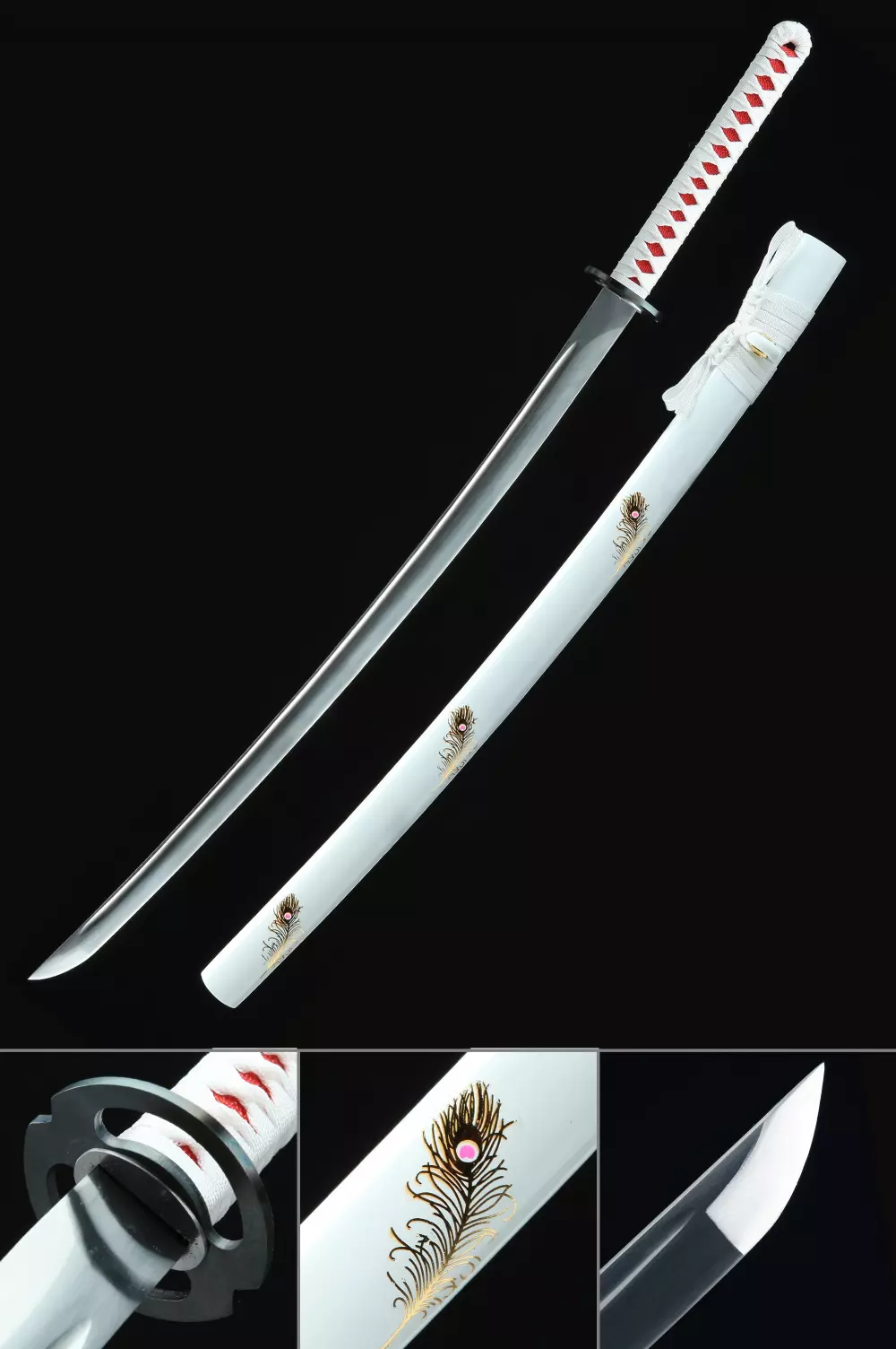 White Katana | Handmade Japanese Katana Sword 1095 Carbon Steel