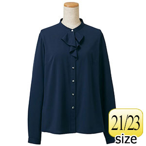 長袖フリルブラウス 37151 ネイビー （5～19号） | 【ミドリ