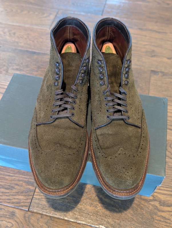 Alden D8838HC Hunting Green Reverse Chamois Wing Tip Boot | Alden