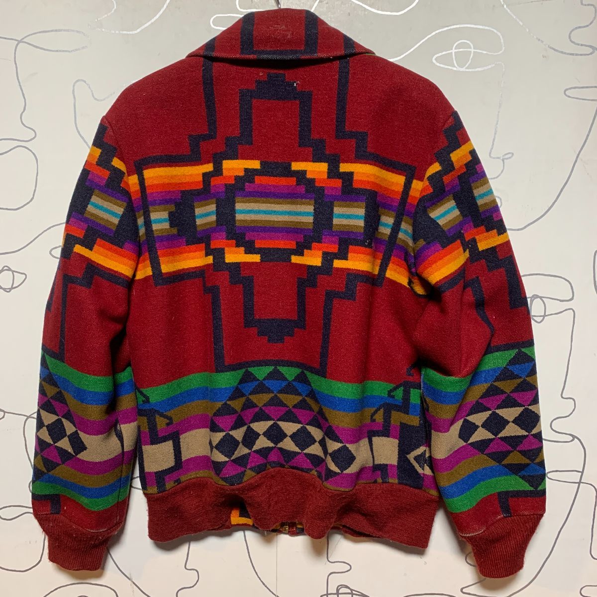 Vintage 1990s Pendleton Multicolored Wool Bomber Jacket