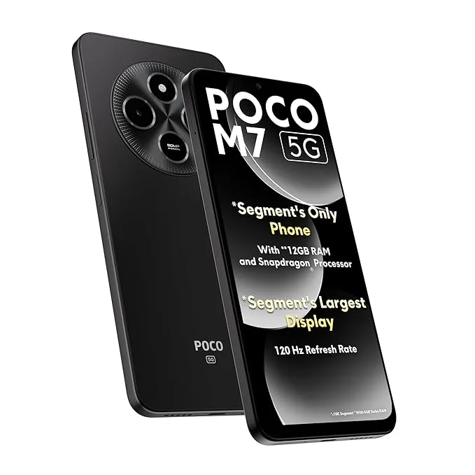 POCO M7 5G, Satin Black - 6GB RAM, 128GB Storage