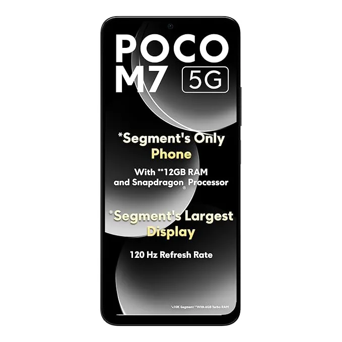 POCO M7 5G, Satin Black - 6GB RAM, 128GB Storage