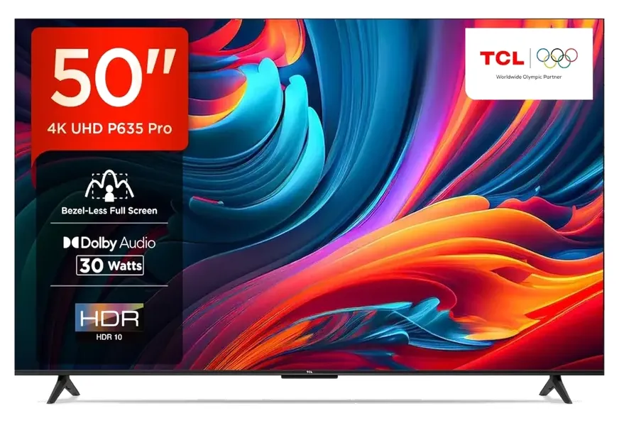 TCL 50-inch 4K Smart LED Google TV - 50P635 Pro, Bezel-Less