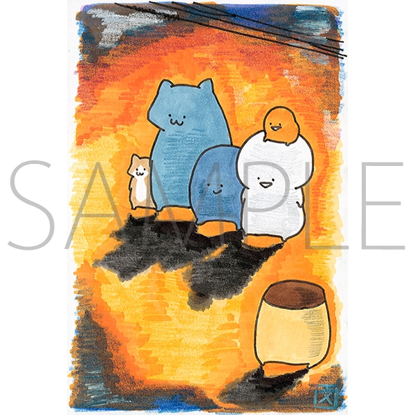 お文具といっしょ 複製原画 影送り【受注生産商品】: キャラグッズ