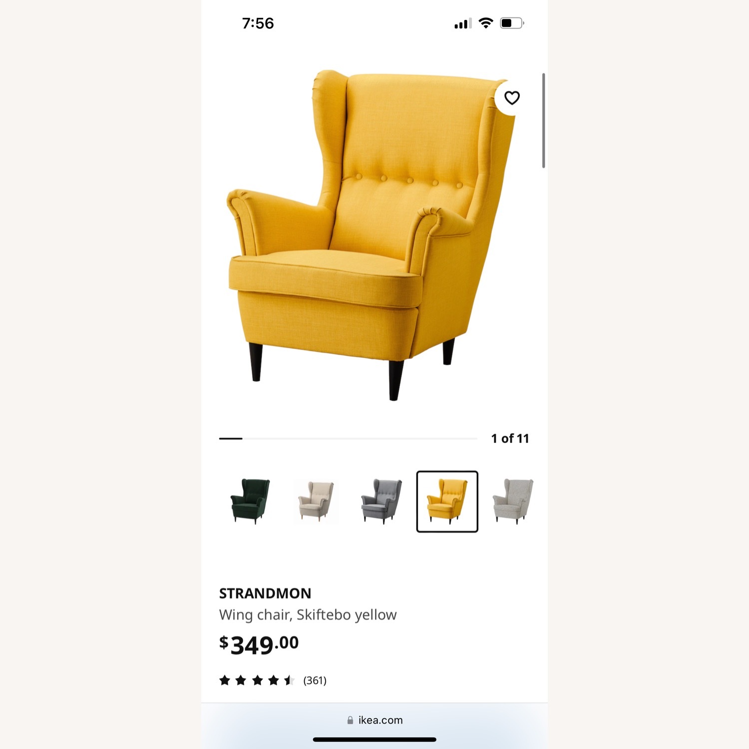 IKEA Strandmon Armchair in Yellow - AptDeco