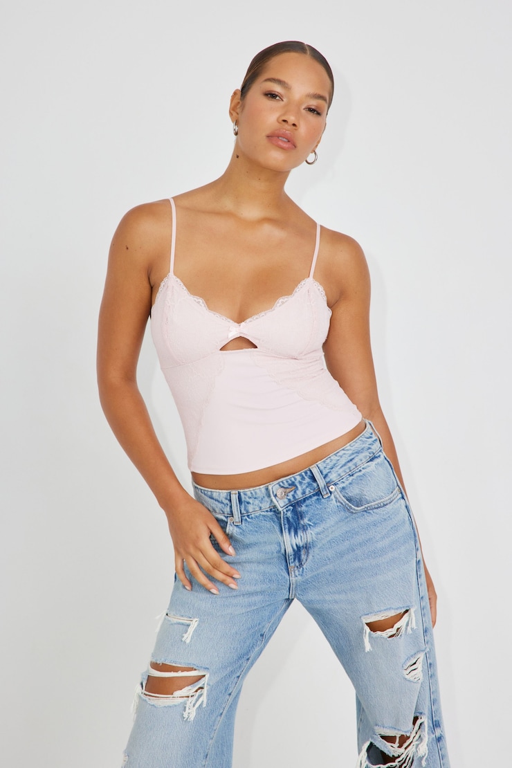 Scallop Lace Cami Pink | Garage