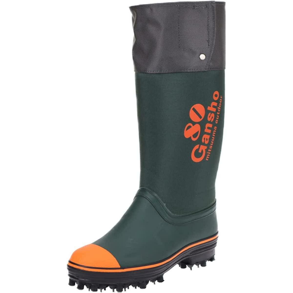 ミツウマ 岩礁80型NS ピンスパイク 長靴 濃グリーン 25.0cm 足首固定用