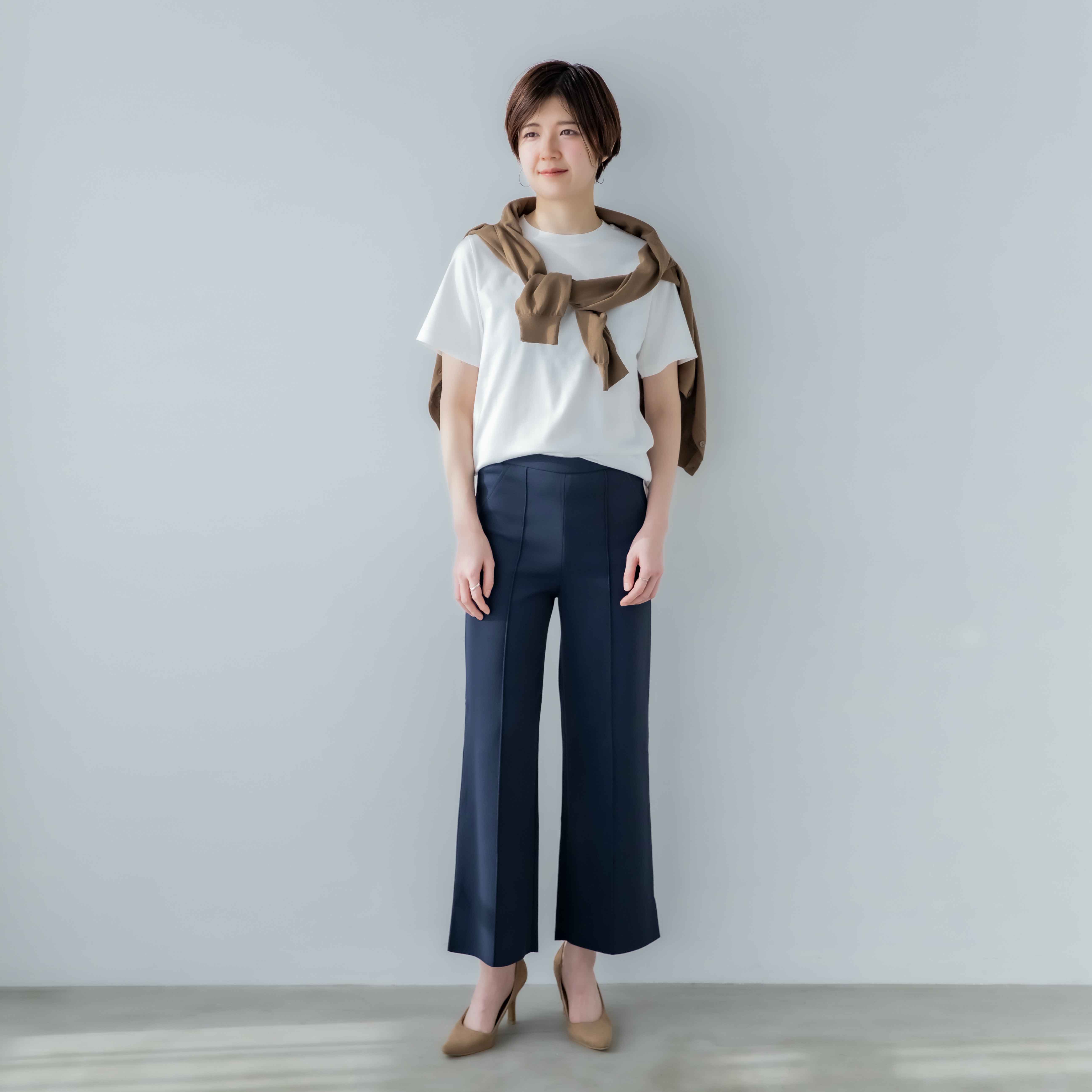 ミラノリブワイドパンツ/ネイビー | Factelier (ファクトリエ)