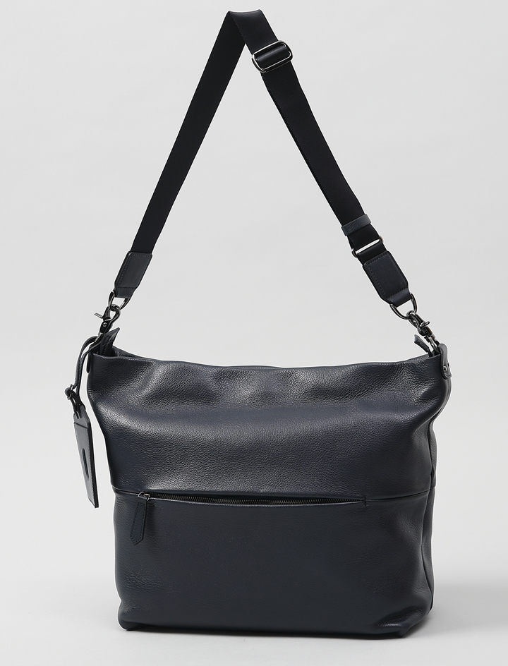 オリーブレザー2WAYショルダーバッグ/ライトブルー×ネイビー