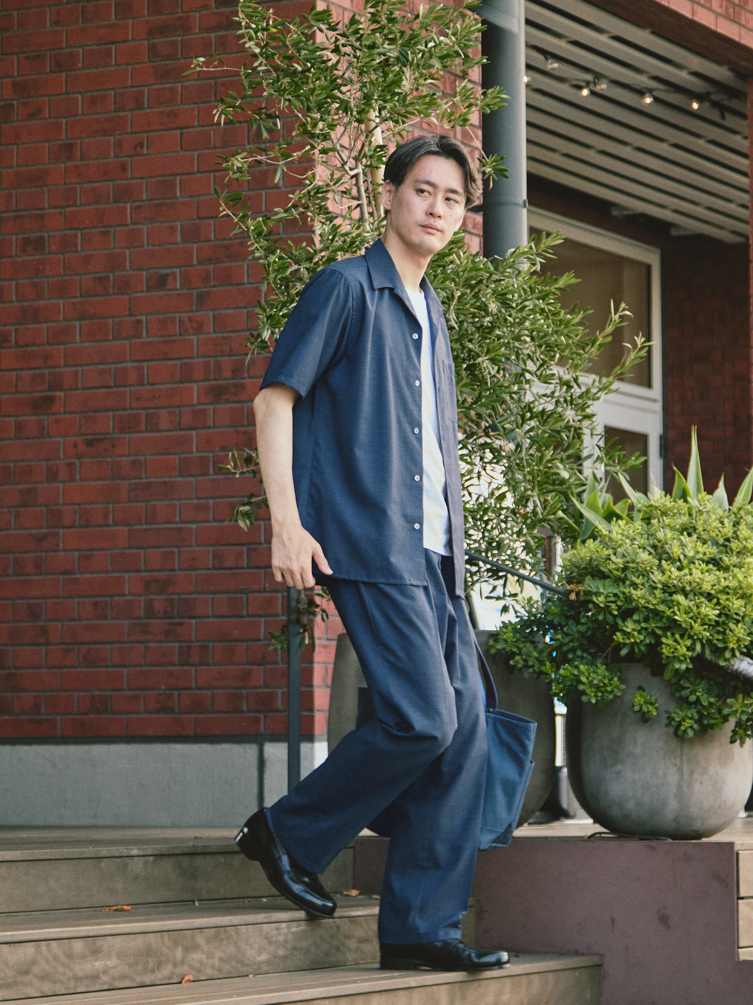 Tropical ドレスパンツ/アジャスタブル/Washable/ブルーグレー