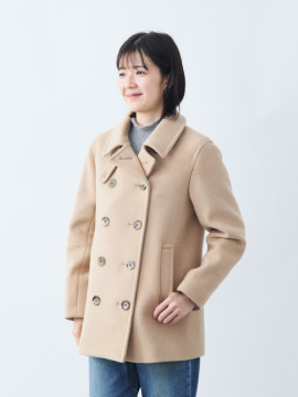 Super120's ウールメルトンピーコート/ベージュ | Factelier