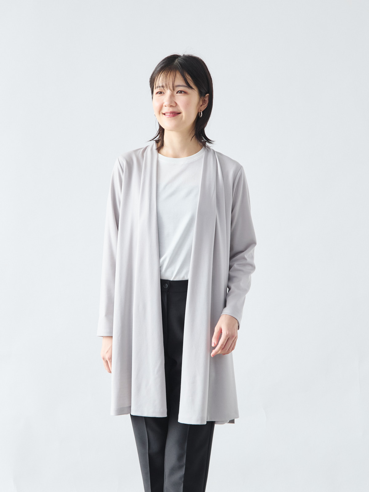 Super100's ウールドレスライクカーディガン/グレージュ | Factelier