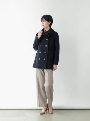Super120's ウールメルトンピーコート/ネイビー | Factelier