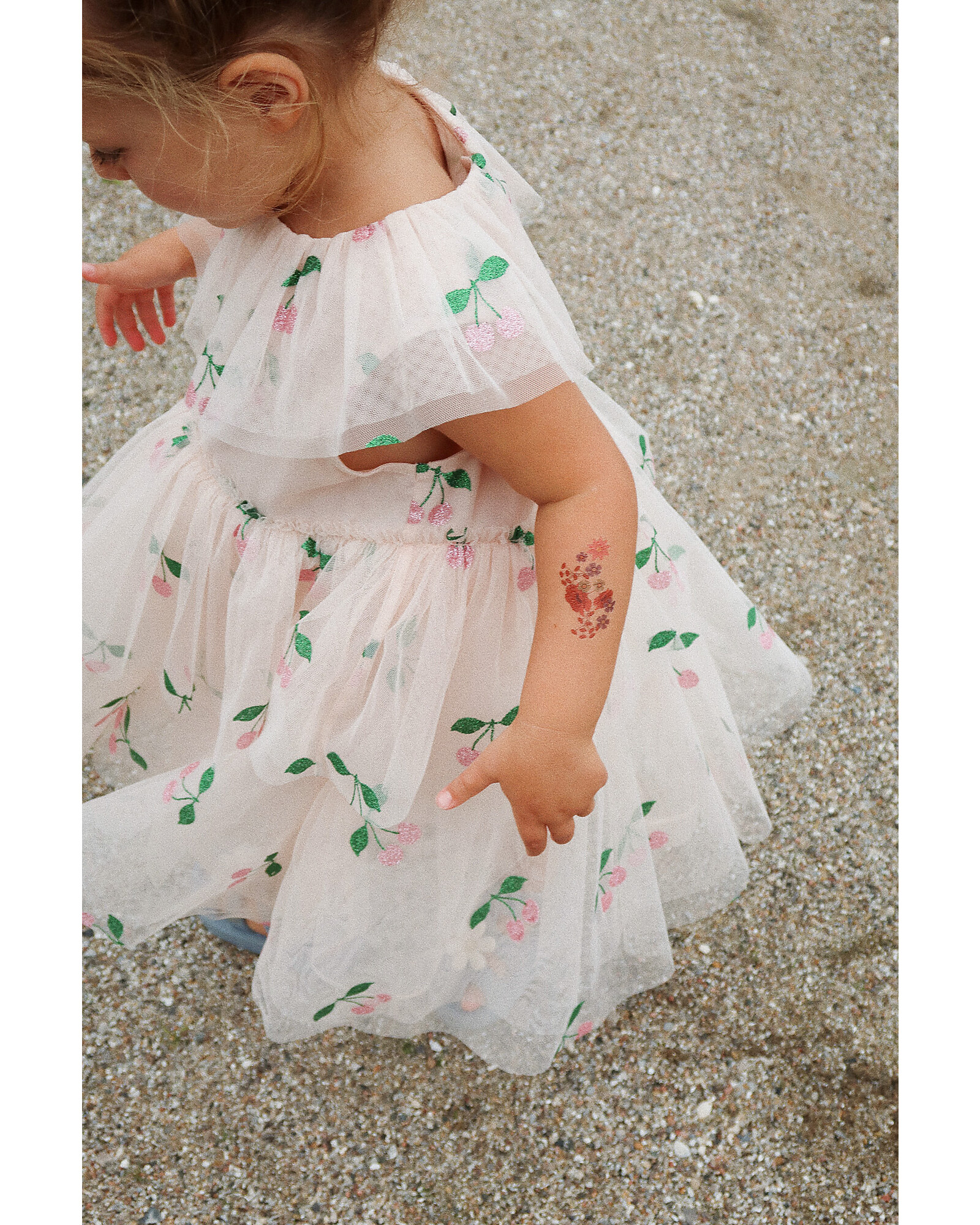 Konges Slojd Ruffled Dress - Mili Glitter - Cherries - 100% Cotton