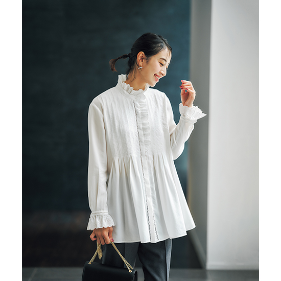 L'AUBE BLANC]ジオメトリックレースブラウス | KOBUNSHA SELECT SHOP