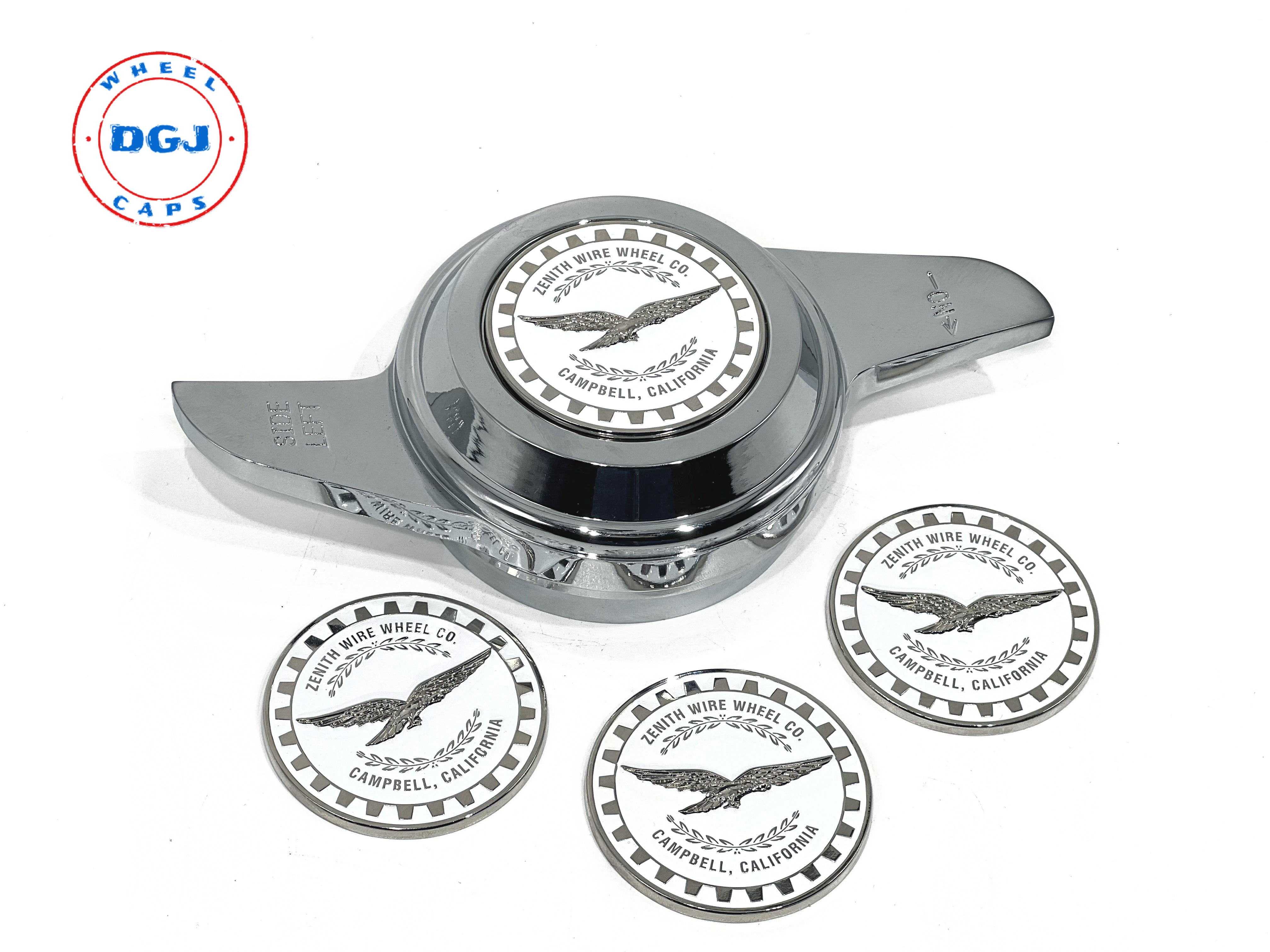 Zenith Eagle Chrome Lowrider Wire Wheel Metal Chips Emblems Size