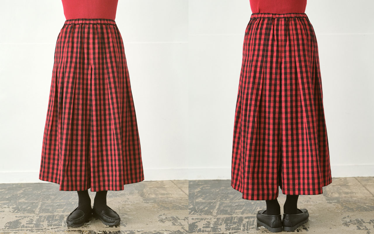 ガウチョパンツ 綿ビエラブロックチェック | パンツ9ブタケ | 【公式