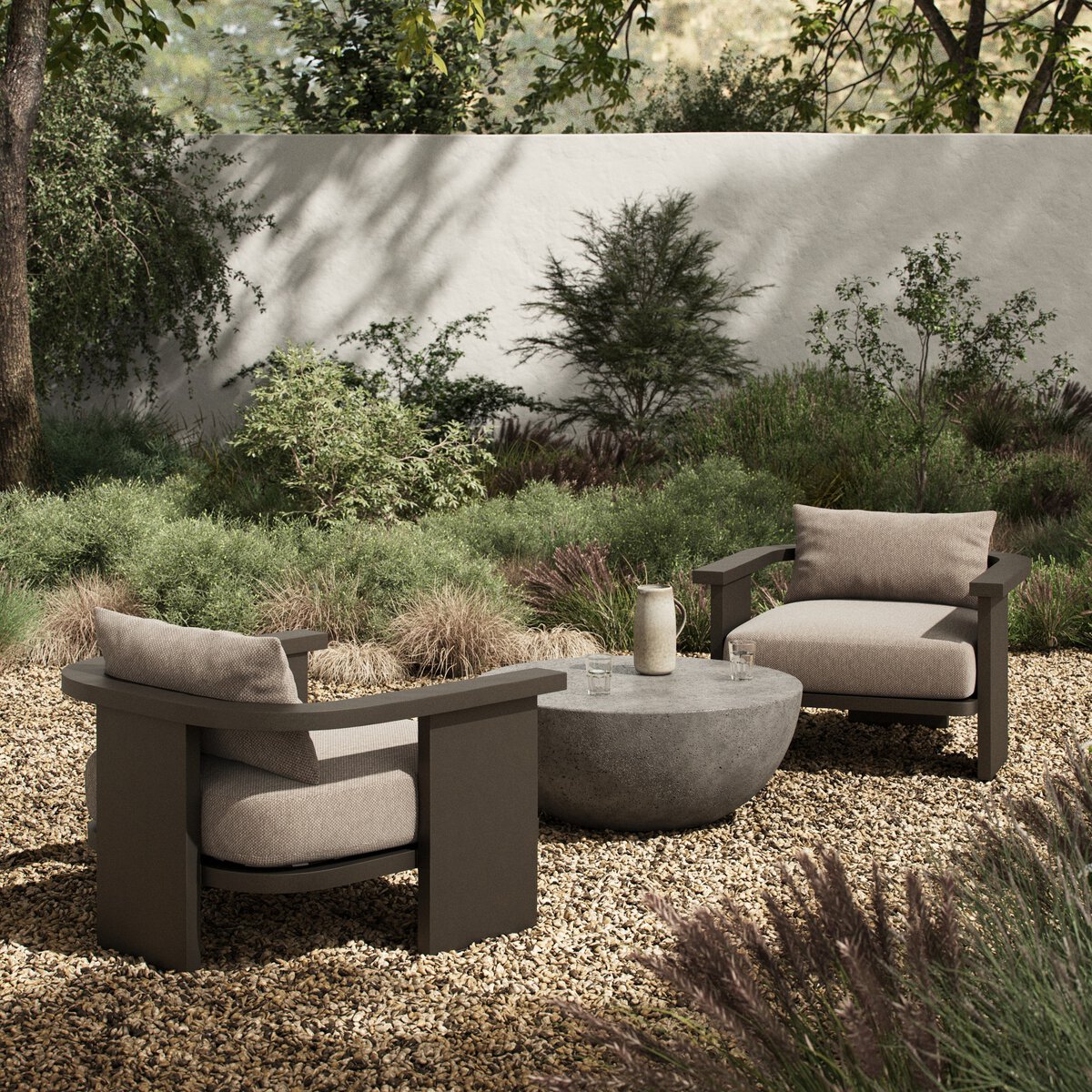 Tahana Outdoor Metal Chair Casa Grey Four Hands