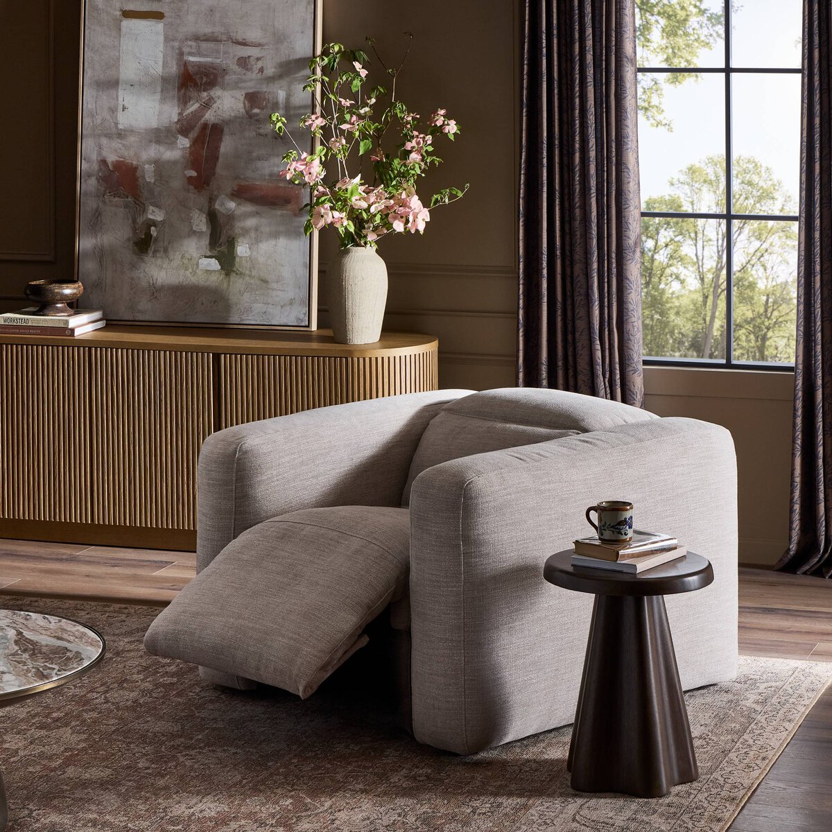 Radley Power Recliner Accent Chair Laken Stone Four Hands