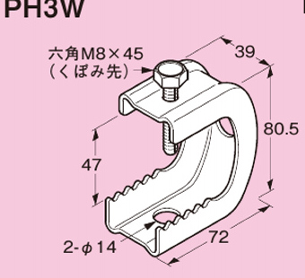 電材 BLUEWOOD / ネグロス電工 PH3W 一般形鋼用支持金具 パイラック