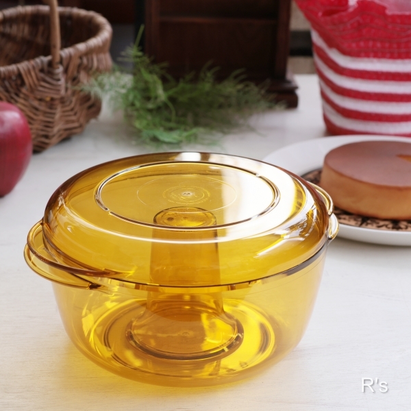 タッパーウェア ウェーブ2000 丸型 大 アンバー 電子レンジ調理器 未