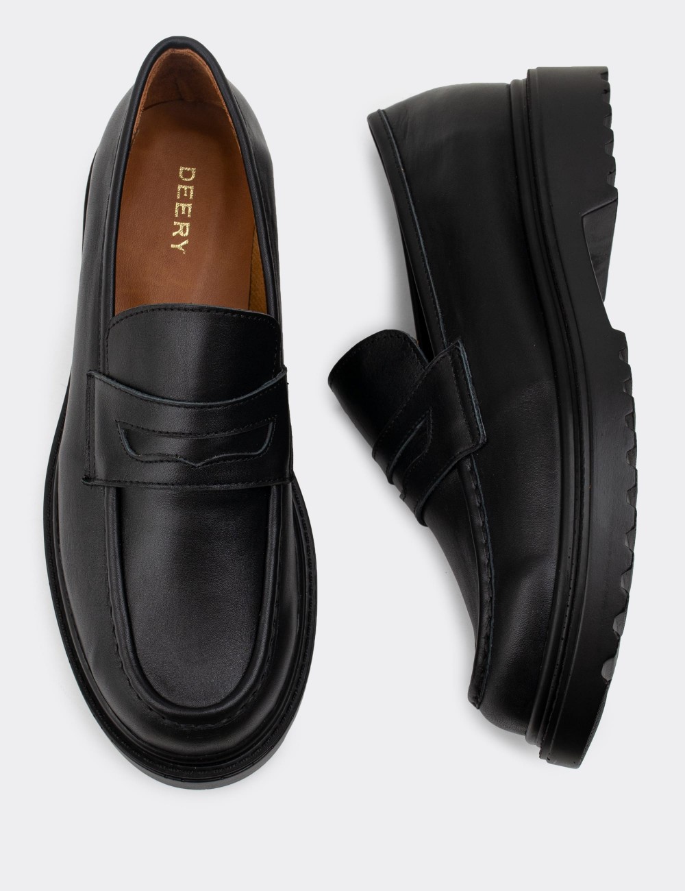 Black Leather Loafers 01903ZSYHP02 - Deery