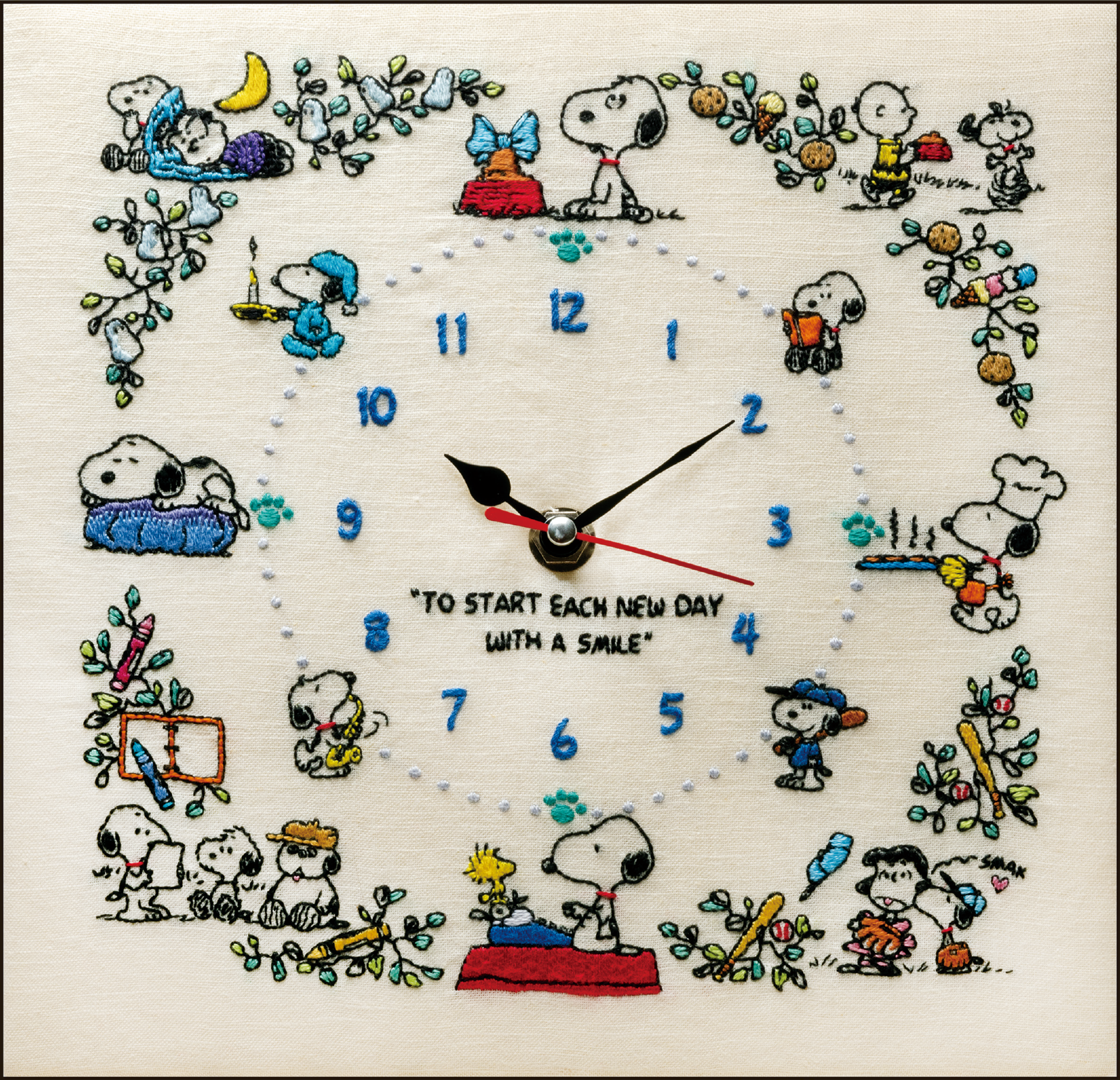 全20号でつくる「スヌーピーの刺しゅう時計」世界でここだけの