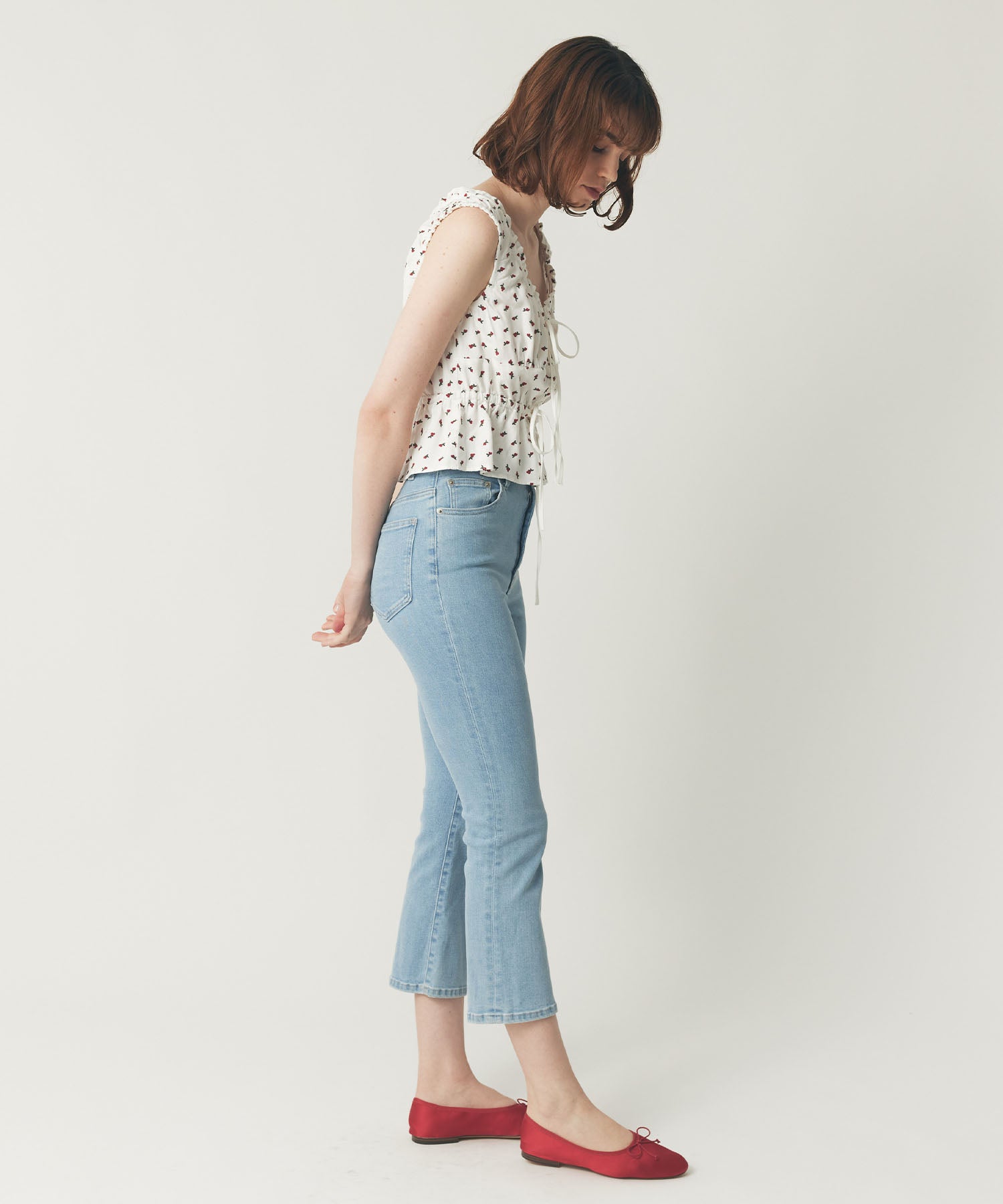 デニムハイウエストストレッチパンツ