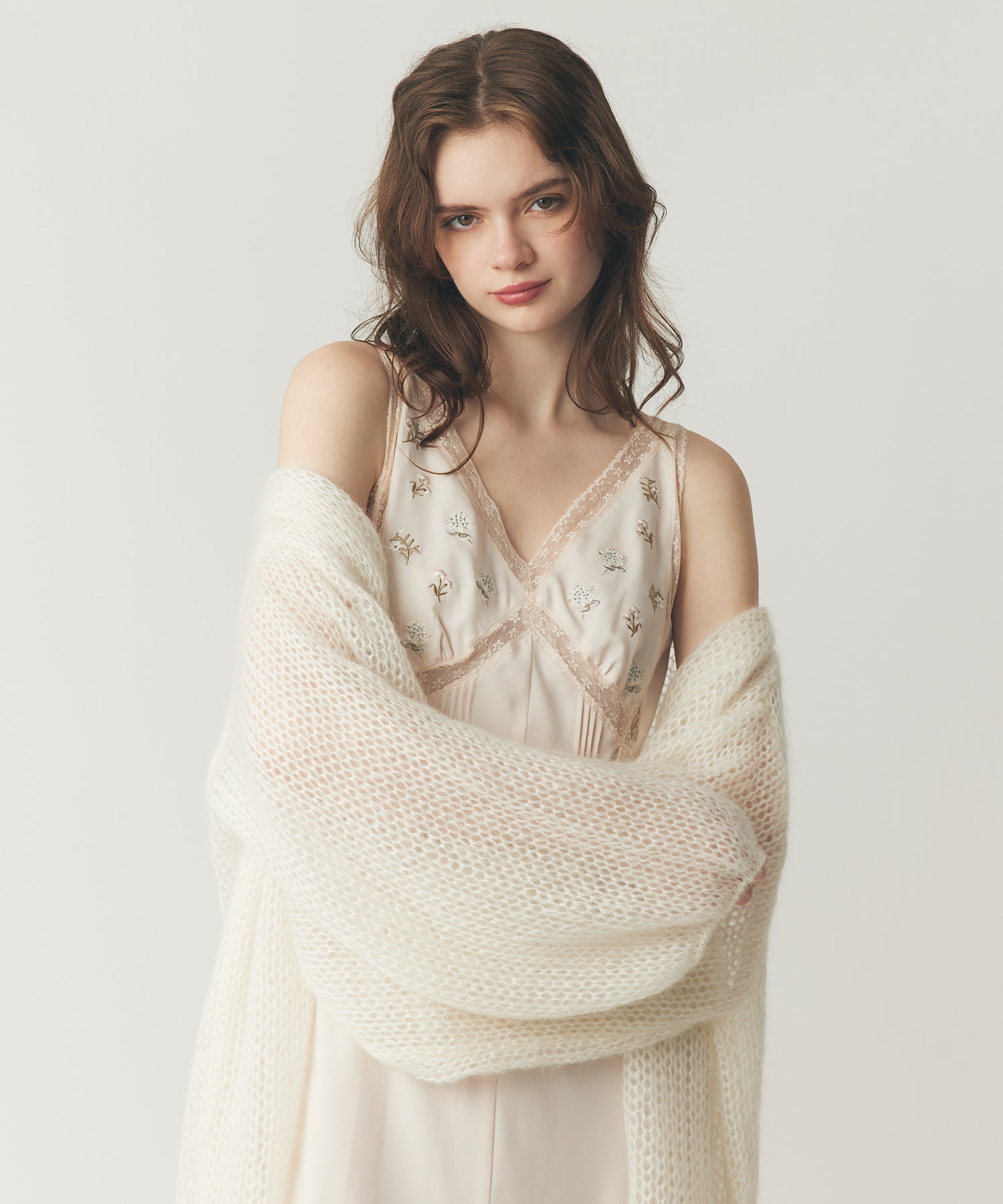 フルール刺繍レースmixドレス