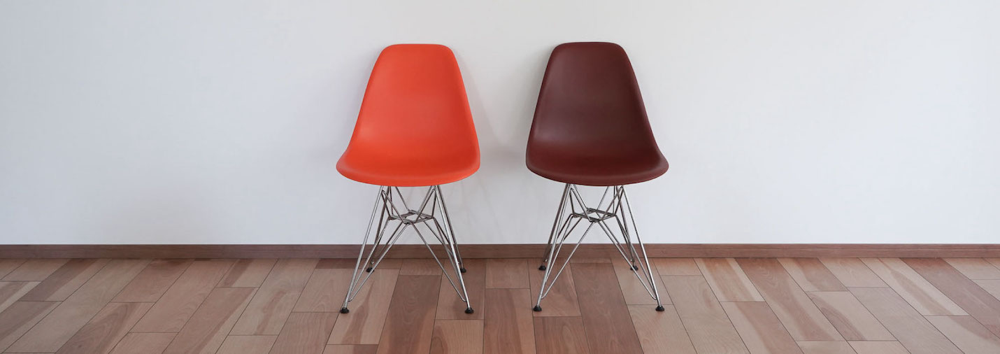 イームズ アームシェルチェア DAR ブリックレッド クロームベース［DAR