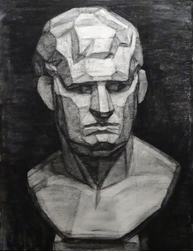 石膏デッサン（面取り）-木炭デッサン｜デッサン初心者のための描き方講座