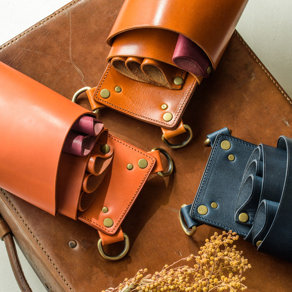 シンプルなシザーケース4丁用 S02-4 | dete｜栃木レザーヌメ革