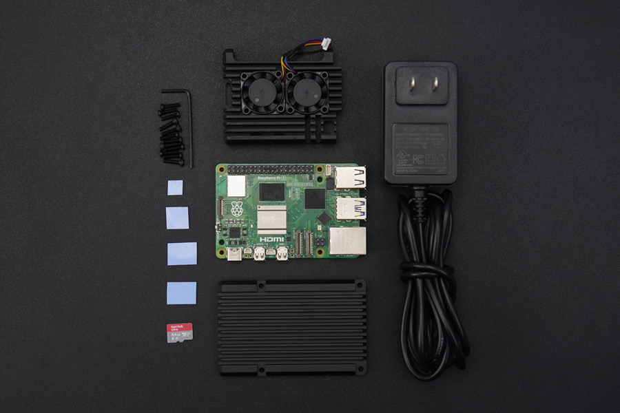 Raspberry Pi 5 Starter Kit with Power Supply, Metal Case, HDMI, SD