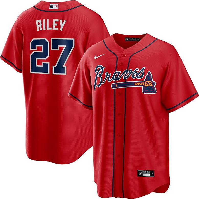 Nike Men's Atlanta Braves Austin Riley #27 Red Cool Base Alternate