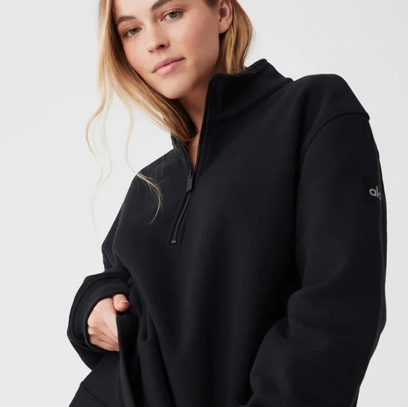 Alo Renown Heavy Weight 1/4 Zip Lサイズ ブラック 黒 Renown Heavy