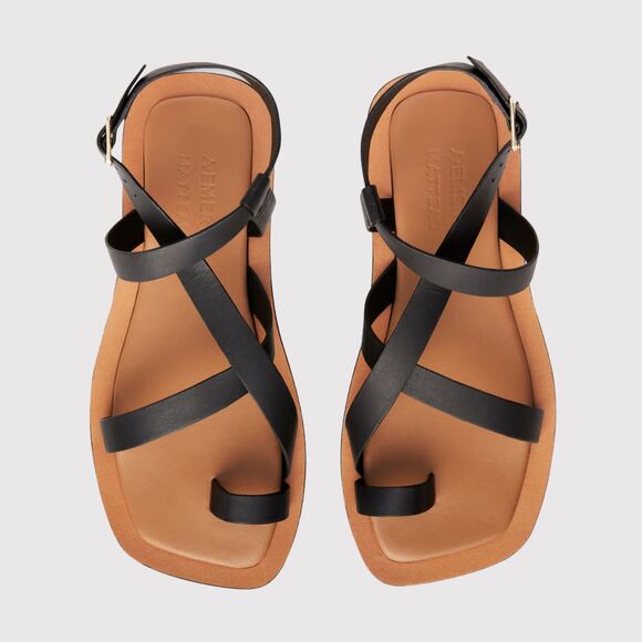 A.EMERY x Matteau Spargi Sandals Leather Crossover Strap Square